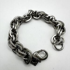 Chunky Heavy Unisex Bracelet Silver tone link  Boho Bohemian Festivalwear